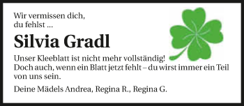 Traueranzeige von Silvia Gradl 