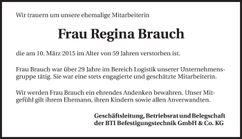 Traueranzeige von Regina Brauch 
