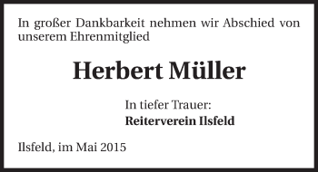 Traueranzeige von Herbert Müller 