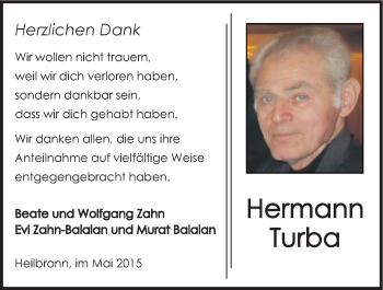 Traueranzeige von Hermann Turba 