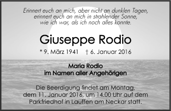 Traueranzeige von Giuseppe Rodio 