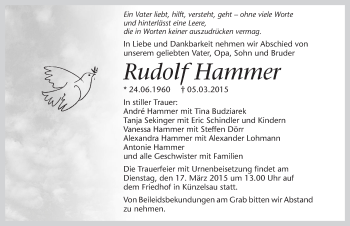 Traueranzeige von Rudolf Hammer 
