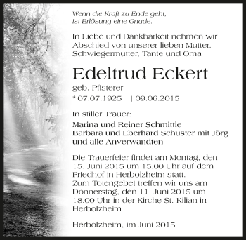 Traueranzeige von Edeltrud Eckert 