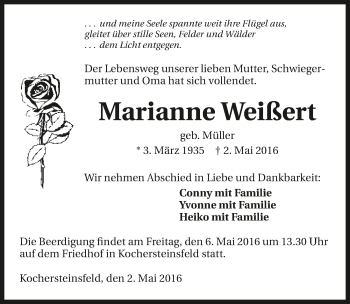 Traueranzeige von Marianne Weißert 