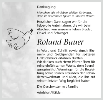 Traueranzeige von Roland Bauer 