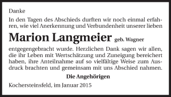 Traueranzeige von Marion Langmeier 