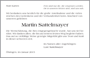 Traueranzeige von Martin Sattelmayer 