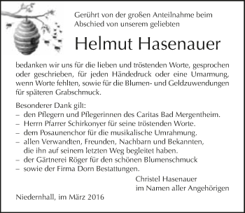 Traueranzeige von Helmut Hasenauer 