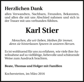 Traueranzeige von Karl Stier 