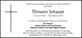 Traueranzeige von Tilmann Schauer 