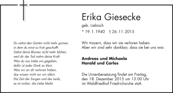 Traueranzeige von Erika Giesecke 