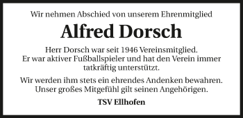 Traueranzeige von Alfred Dorsch 
