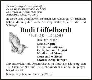 Traueranzeige von Rudi Löffelhardt 
