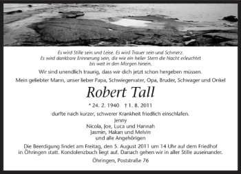 Traueranzeige von Robert Tall 