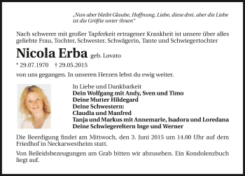 Traueranzeige von Nicola Erba 