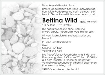 Traueranzeige von Bettina Wild 