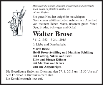 Traueranzeige von Walter Brose 