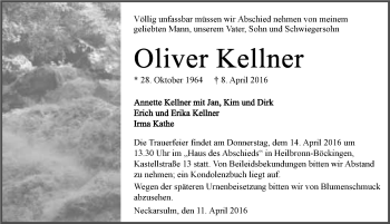 Traueranzeige von Oliver Kellner 