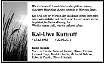 Traueranzeige von Kai-Uwe Kuttruff 