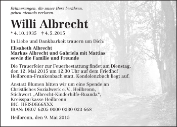 Traueranzeige von Willi Albrecht 