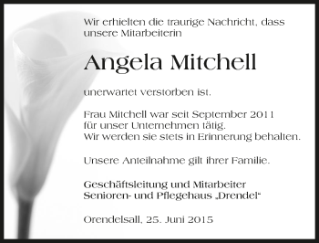 Traueranzeige von Angela Mitchell 
