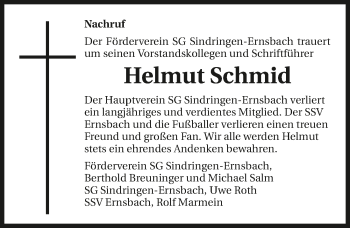 Traueranzeige von Helmut Schmid 