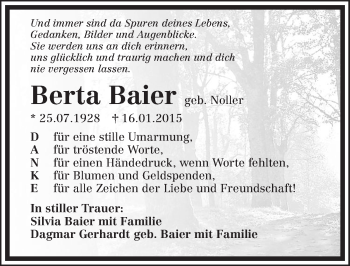 Traueranzeige von Berta Baier 