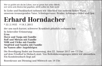 Traueranzeige von Erhard Horndacher 