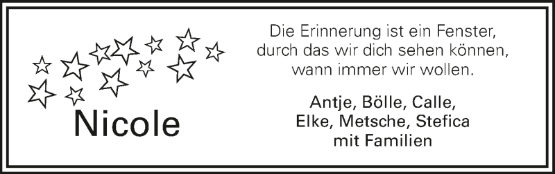  Traueranzeige für Nicole  vom 02.12.2015 aus 