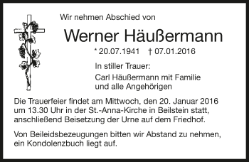 Traueranzeige von Werner Häußermann 