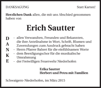 Traueranzeige von Erich Sautter 