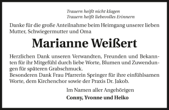 Traueranzeige von Marianne Weißert 