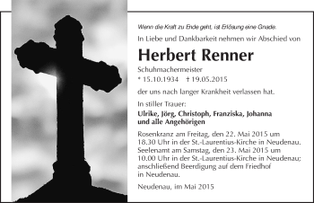 Traueranzeige von Herbert Renner 