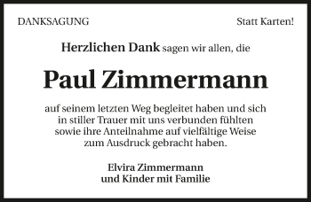 Traueranzeige von Paul Zimmermann 