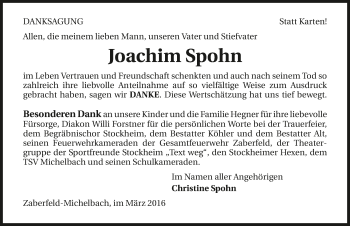 Traueranzeige von Joachim Spohn 