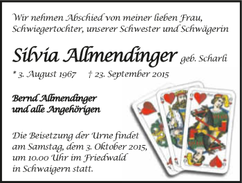 Traueranzeige von Silvia Allmendinger 