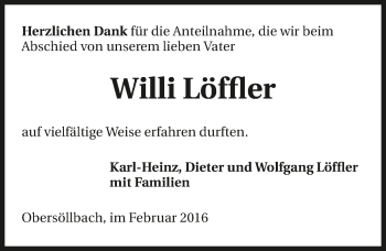 Traueranzeige von Willi Löffler 