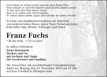 Traueranzeige von Franz Fuchs 