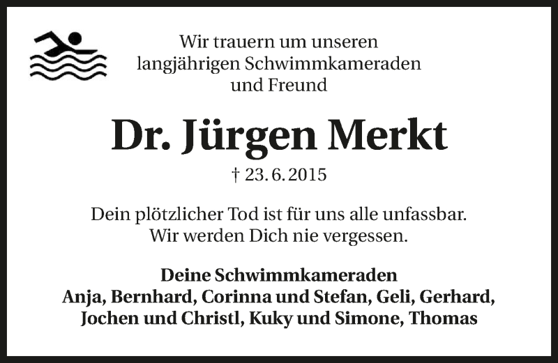  Traueranzeige für Jürgen Merkt vom 30.06.2015 aus 