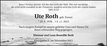 Traueranzeige von Ute Roth 