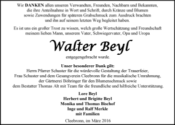 Traueranzeige von Walter Beyl 