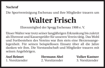 Traueranzeige von Walter Frisch 