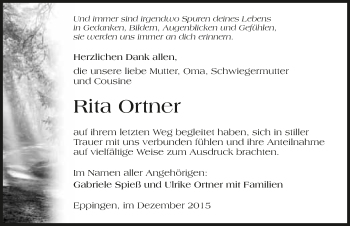 Traueranzeige von Rita Ortner 