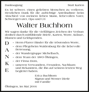Traueranzeige von Walter Buchhorn 