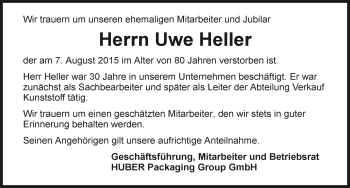 Traueranzeige von Uwe Heller 