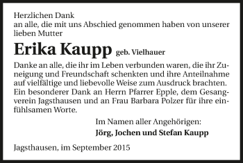 Traueranzeige von Erika Kaupp 