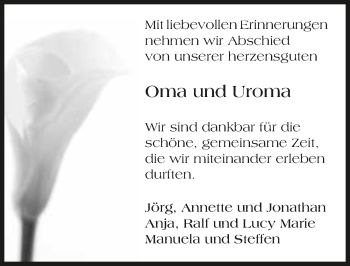 Traueranzeige von Else Stolz 