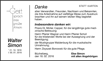 Traueranzeige von Walter Simon 