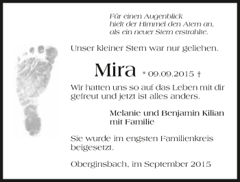 Traueranzeige von Mira Kilian 