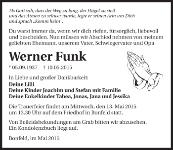 Traueranzeige von Werner Funk 